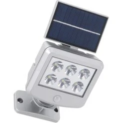 Briloner LED-Außenstrahler Silber Mit Festem Solarpanel