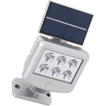 Briloner LED-Außenstrahler Silber Mit Festem Solarpanel 1 Briloner LED-Außenstrahler Silber Mit Festem Solarpanel