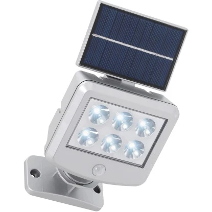 Briloner LED-Außenstrahler Silber Mit Festem Solarpanel 2 Briloner LED-Außenstrahler Silber Mit Festem Solarpanel – Bild 2