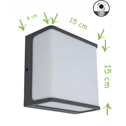 Lutec LED-Außenwandleuchte Doblo 1-flammig Anthrazit 15 Cm X 15 Cm X 8 Cm 3 Lutec LED-Außenwandleuchte Doblo 1-flammig Anthrazit 15 Cm X 15 Cm X 8 Cm – Bild 3