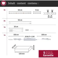 Paulmann MaxLED 500 Comfort Set Kitchen 1,8m IP44 Cover 2700K 11W 230/24V 20VA Silber -Globo Deutschland Verkaufsgeschäft 4000870798386 2425 6