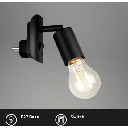 Briloner Steckerleuchte Batita Schwarz E27 2 Briloner Steckerleuchte Batita Schwarz E27 – Bild 2