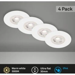 Brilo LED-Einbauleuchte Kulana 4 Stk. Weiß Matt 4,9 W -Globo Deutschland Verkaufsgeschäft 4002707421573 1675 2