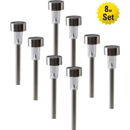 Näve LED-Solar-Erdspieß 8er-Set Silber 36 Cm 6 Näve LED-Solar-Erdspieß 8er-Set Silber 36 Cm – Bild 6