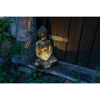 Näve LED-Deko-Solarleuchte Buddha Goldfarben 30,5 Cm 2 Näve LED-Deko-Solarleuchte Buddha Goldfarben 30,5 Cm – Bild 2