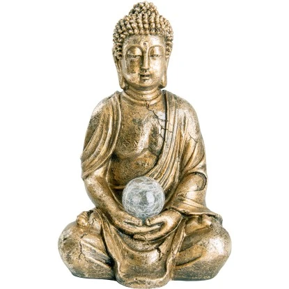 Näve LED-Deko-Solarleuchte Buddha Goldfarben 30,5 Cm 3 Näve LED-Deko-Solarleuchte Buddha Goldfarben 30,5 Cm – Bild 3