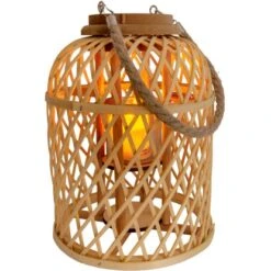 Näve Dekoleuchte Korb Natur Mit Solar-LED-Kerze 29 Cm -Globo Deutschland Verkaufsgeschäft 4003222882702 3065 04