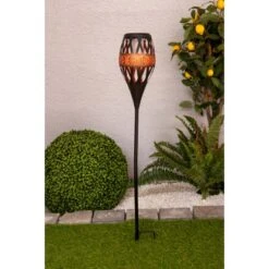 Näve LED-Solar-Erdspieß Mit Flammeneffekt Schwarz -Globo Deutschland Verkaufsgeschäft 4003222884287 3065 AB 3
