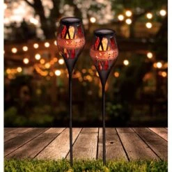 Näve LED-Solar-Erdspieß Mit Flammeneffekt Schwarz -Globo Deutschland Verkaufsgeschäft 4003222884287 3065 AB 5