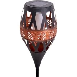 Näve LED-Solar-Erdspieß Mit Flammeneffekt Schwarz -Globo Deutschland Verkaufsgeschäft 4003222884287 3065 CU 9