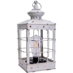 Näve LED-Deko-Solarleuchte Laterne 31,5 Cm Antik Weiß Mit Aufhängemöglichkeit