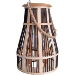 Näve Dekoleuchte Korb Schwarz Natur 34,5 Cm Inkl. LED-Solar-Kerze -Globo Deutschland Verkaufsgeschäft 4003222885017 3065 CU 5