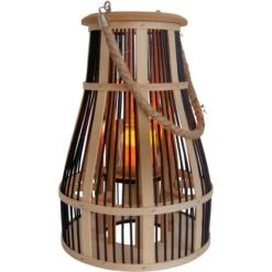 Näve Dekoleuchte Korb Schwarz Natur 34,5 Cm Inkl. LED-Solar-Kerze -Globo Deutschland Verkaufsgeschäft 4003222885017 3065 CU 6