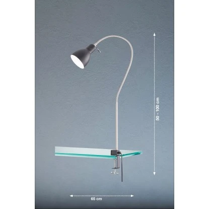 Fischer & Honsel Klemmleuchte Lolland 1-flammig Schwarz/Nickel 2 Fischer & Honsel Klemmleuchte Lolland 1-flammig Schwarz/Nickel – Bild 2