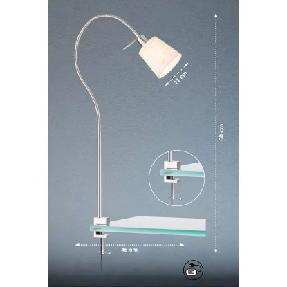 Fischer & Honsel Klemmleuchte Jam 1-flammig Nickelfarben/Sand 2 Fischer & Honsel Klemmleuchte Jam 1-flammig Nickelfarben/Sand – Bild 2
