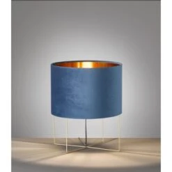 Fischer & Honsel Tischleuchte Aura Blau Samt Ø 35 Cm