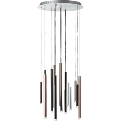 Brilliant Pendelleuchte Cembalo 16-flammig Aluminium Und Schwarz Und Braun 5 Brilliant Pendelleuchte Cembalo 16-flammig Aluminium Und Schwarz Und Braun – Bild 5