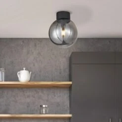 Brilliant Deckenleuchte Astro 25 Cm Schwarz Und Rauchglas