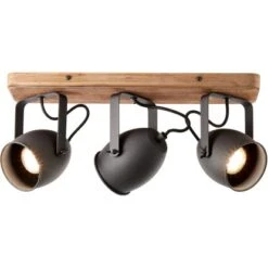 Brilliant Spotbalken Crowton 3-flammig Kohlenschwarz Und Holz -Globo Deutschland Verkaufsgeschäft 4004353378805 4731 S 01