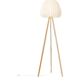 Brilliant Standleuchte Inna Dreibeinig Holz Hell Und Weiß -Globo Deutschland Verkaufsgeschäft 4004353379017 4731 CU 03