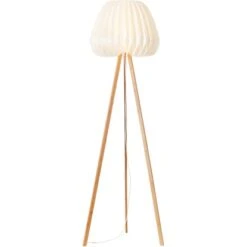 Brilliant Standleuchte Inna Dreibeinig Holz Hell Und Weiß