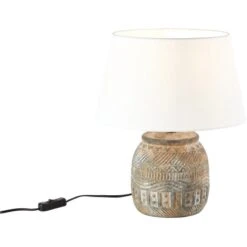 Brilliant Tischlampe Amadora Weiß-Braun -Globo Deutschland Verkaufsgeschäft 4004353380051 1079 4