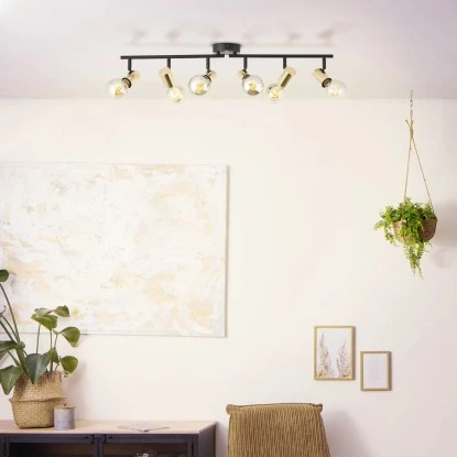 Brilliant Spotbalken Kerry 6-flammig Schwarz Und Messing 2 Brilliant Spotbalken Kerry 6-flammig Schwarz Und Messing – Bild 2