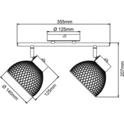 Brilliant Spotrohr Thuy 2-flammig Schwarz Und Natur -Globo Deutschland Verkaufsgeschäft 4004353409578 4731 CU 04