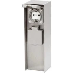 2-fach Steckdosensäule IP44 Silber -Globo Deutschland Verkaufsgeschäft 4007874040015 S01 300421