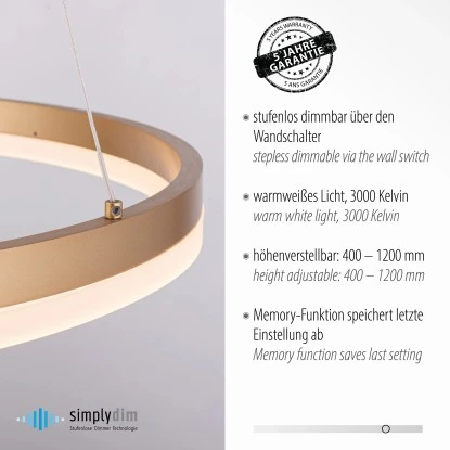 Paul Neuhaus Pendelleuchte Titus 1-flammig Messing Matt Ø 60 Cm 7 Paul Neuhaus Pendelleuchte Titus 1-flammig Messing Matt Ø 60 Cm – Bild 7