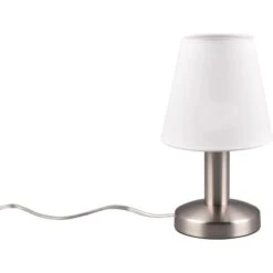 Trio Nachttischlampe Mats II Nickel Matt-Weiß Ø 14 Cm X 24 Cm