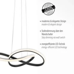 Leuchten Direkt Pendelleuchte Maria 1-flammig Schwarz 57 X 120 Cm -Globo Deutschland Verkaufsgeschäft 4043689975753 2426 03