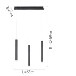 Leuchten Direkt LED-Pendelleuchte Bruno 3-flammig Schwarz 55 X 120 Cm -Globo Deutschland Verkaufsgeschäft 4043689979843 2426 07