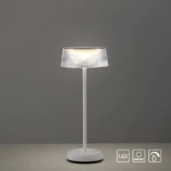 Leuchten Direkt Tischleuchte Dora 19711-16 Akkubetrieben Weiß -Globo Deutschland Verkaufsgeschäft 4043689989910 2426 AI 09