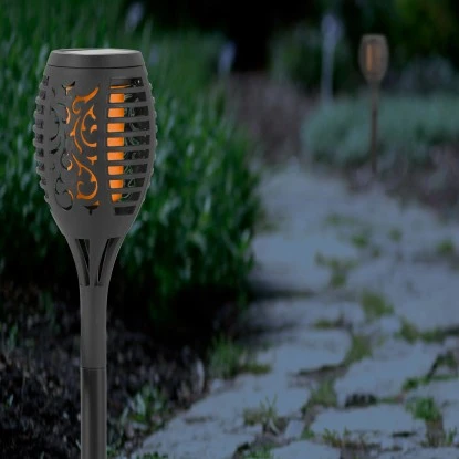 LED-Solarspieß Fackel Schwarz 2 Stück 2 LED-Solarspieß Fackel Schwarz 2 Stück – Bild 2