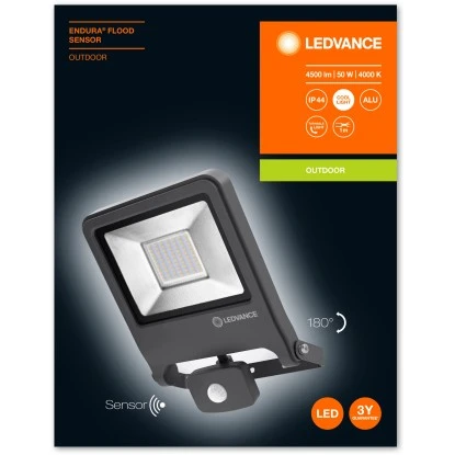 Ledvance LED-Außenleuchte Endura Flood Mit Sensor 50 W 4000 K Dunkelgrau 2 Ledvance LED-Außenleuchte Endura Flood Mit Sensor 50 W 4000 K Dunkelgrau – Bild 2