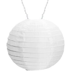 Amare LED-Lichterkette Mit 15 XXL-Lampions Ø 15 Cm Solarbetrieb Weiß 7 M