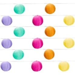 Amare LED-Lichterkette Mit 15 XXL-Lampions Ø 15 Cm Solarbetrieb Bunt 7 M