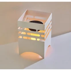 Amare LED-Solargartenfeuer Eckig Weiß Mit Flammeneffekt -Globo Deutschland Verkaufsgeschäft 4251083908042 4655 02