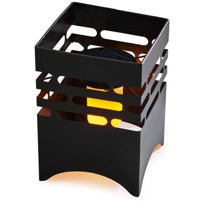 Amare LED-Solargartenfeuer Eckig Schwarz Mit Flammeneffekt 1 Amare LED-Solargartenfeuer Eckig Schwarz Mit Flammeneffekt