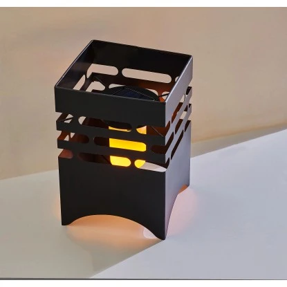 Amare LED-Solargartenfeuer Eckig Schwarz Mit Flammeneffekt 2 Amare LED-Solargartenfeuer Eckig Schwarz Mit Flammeneffekt – Bild 2