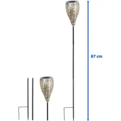 Amare LED-Solardekostecker 2er-Set Kelch Metallfarben -Globo Deutschland Verkaufsgeschäft 4251083908776 4655 04