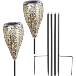 Amare LED-Solardekostecker 2er-Set Kelch Metallfarben -Globo Deutschland Verkaufsgeschäft 4251083908776 4655 05