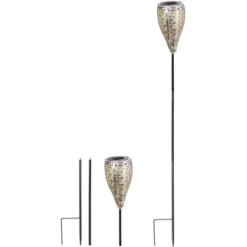 Amare LED-Solardekostecker 2er-Set Kelch Metallfarben -Globo Deutschland Verkaufsgeschäft 4251083908776 4655 07