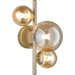 Wofi LED Wandleuchte Villa Matt-Gold Glas: Amber