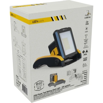 LED-Akku-Arbeitsleuchte 20 W 2900 Lm 5000 K IP54 Baustellentauglich 4 LED-Akku-Arbeitsleuchte 20 W 2900 Lm 5000 K IP54 Baustellentauglich – Bild 4