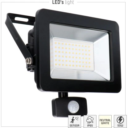 LED-Strahler 4000 K IP44 Sensor Sanan LED 50 W 5500 Lm Schwarz 6 LED-Strahler 4000 K IP44 Sensor Sanan LED 50 W 5500 Lm Schwarz – Bild 6