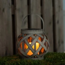 Laterne Mit Solarkerze Durban 2 Lm 2000 K IP44 Sensor Grau -Globo Deutschland Verkaufsgeschäft 693209 11020200 03