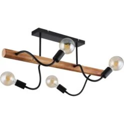 Globo Deckenleuchte Juliane 4-flammig Metall Schwarz Holz Dunkelbraun -Globo Deutschland Verkaufsgeschäft 756826 3749 3