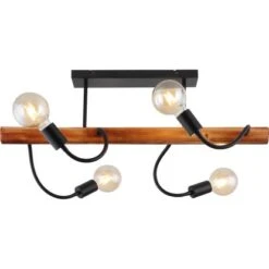 Globo Deckenleuchte Juliane 4-flammig Metall Schwarz Holz Dunkelbraun -Globo Deutschland Verkaufsgeschäft 756826 3749 4